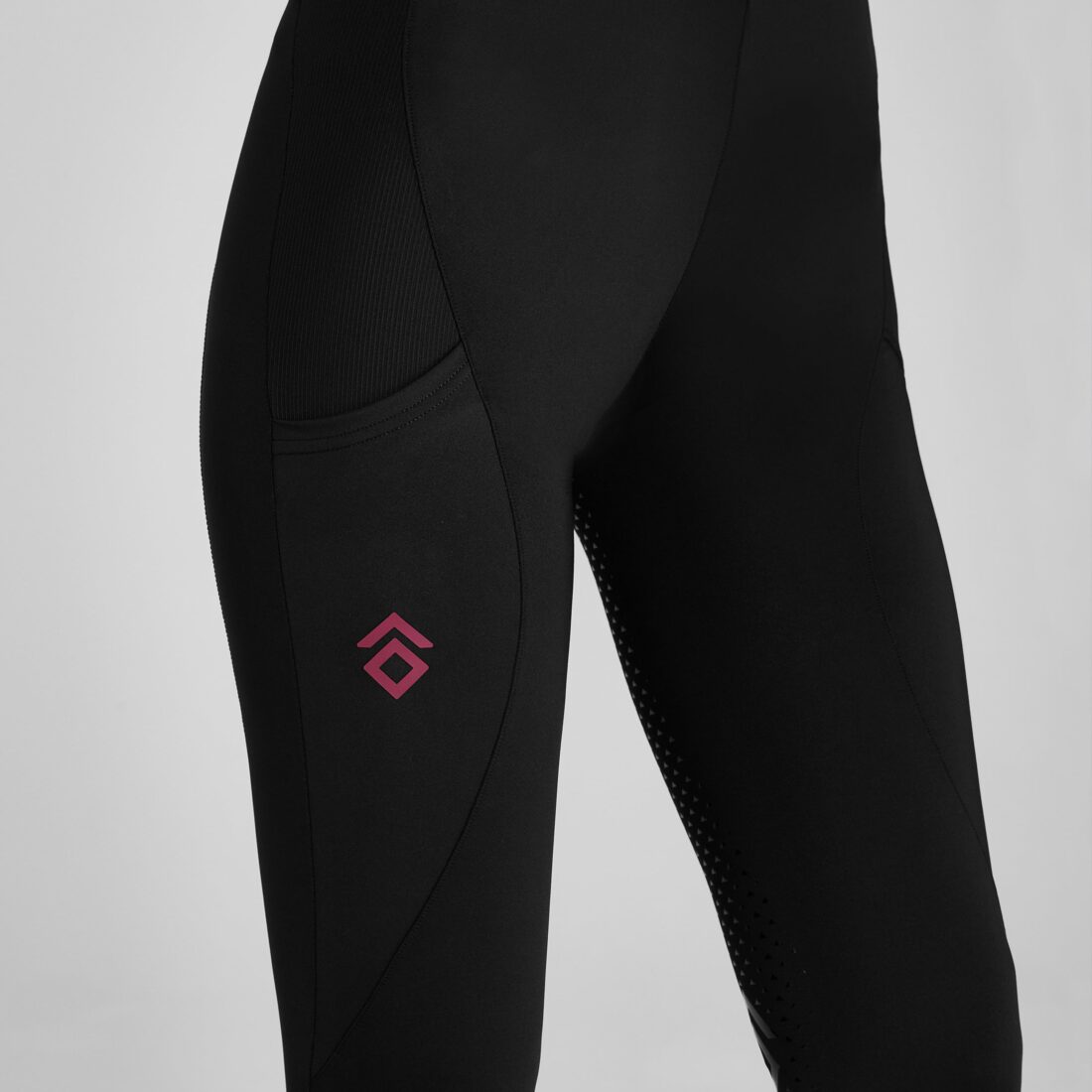 Black/Cherry Contrast Leggings Full Seat