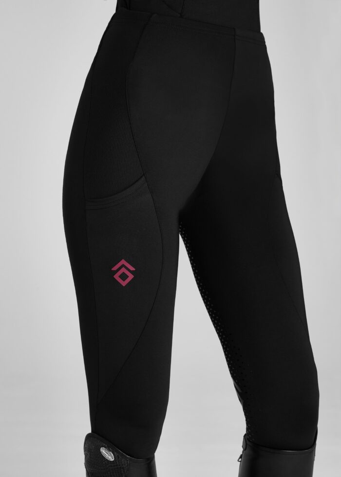 Black/Cherry Contrast Leggings Full Seat