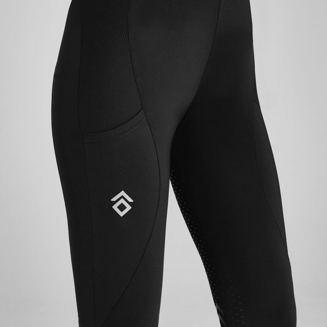 Black/silver Contrast Leggings Full Seat