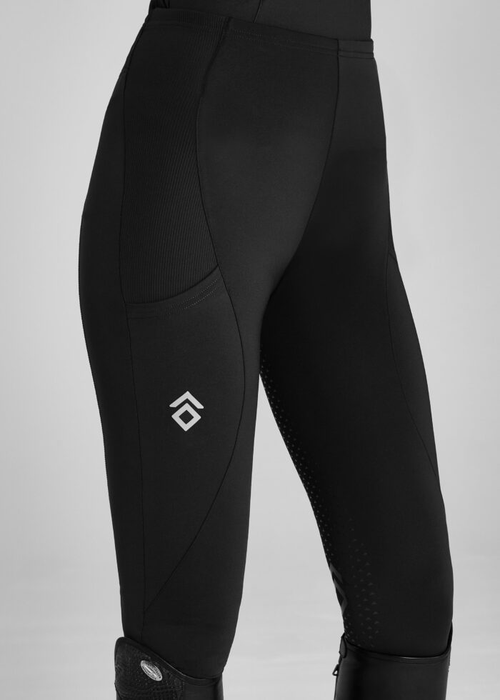 Black/silver Contrast Leggings Full Seat