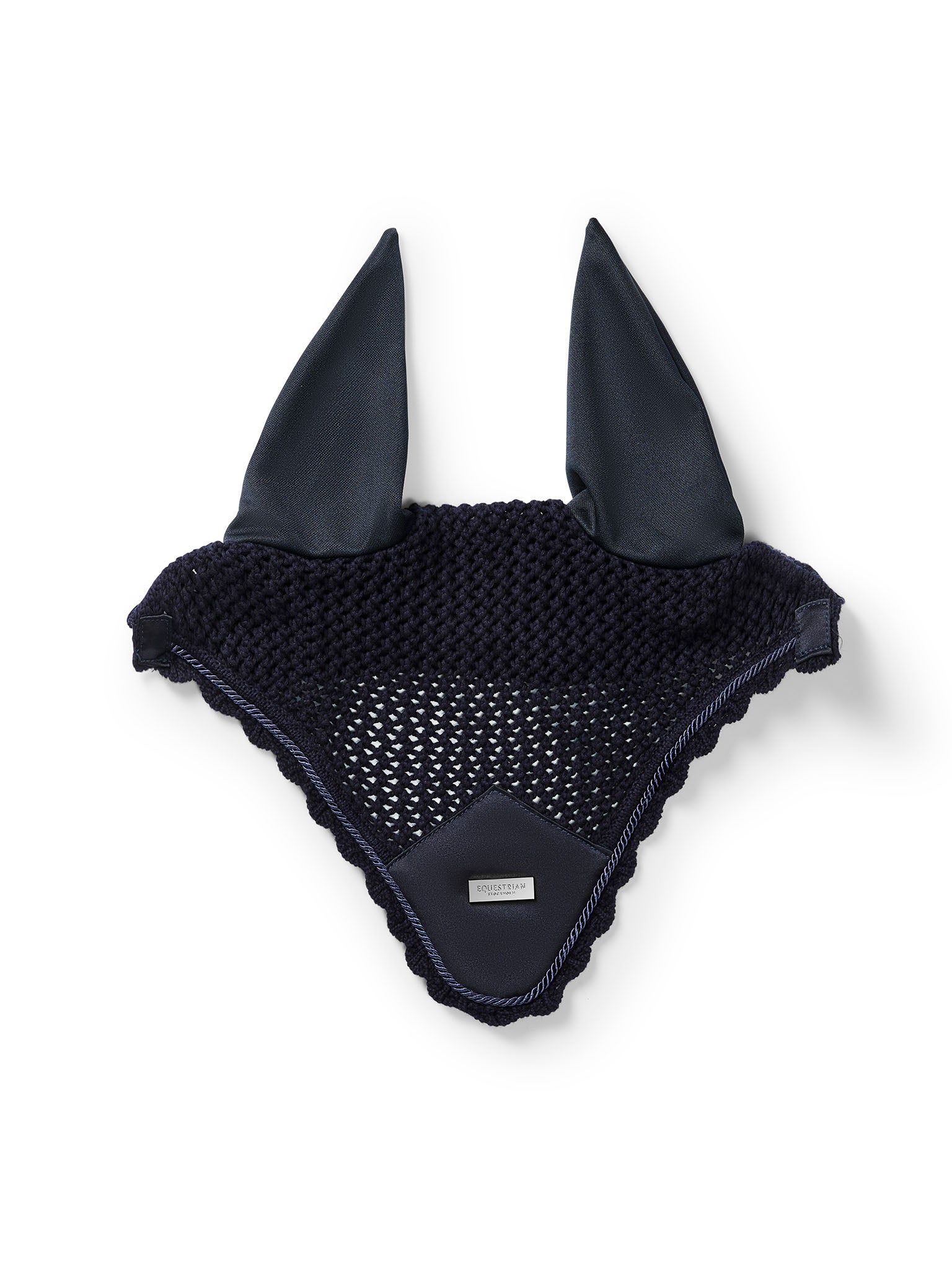 Ear Bonnet Plain Navy Silver