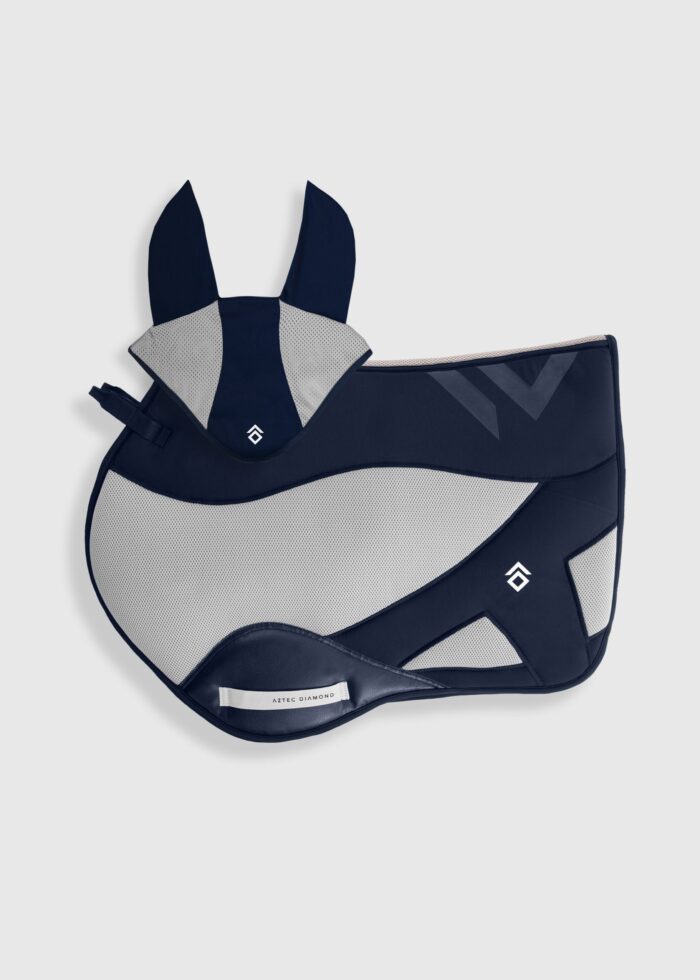 Navy Colour Block Saddle Cloth Set